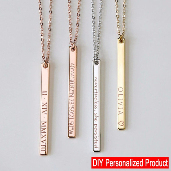 Stainless Steel Personalized Engraved DIY Custom Name Letters Pendant Necklace