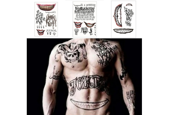 2pcs Halloween Cosplay The Joker Design Hahaha Waterproof Temporary Tattoo Stickers Arm Body Face Decal Wish 2pcs Halloween Cosplay The Joker Design Hahaha Waterproof Temporary Tattoo Stickers Arm Body Face Decal Wish