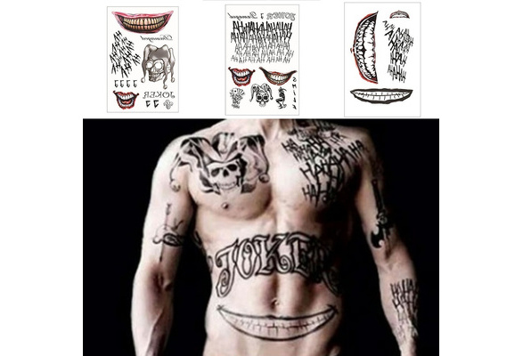 2pcs Halloween Cosplay The Joker Design Hahaha Waterproof Temporary Tattoo Stickers Arm Body Face Decal Wish