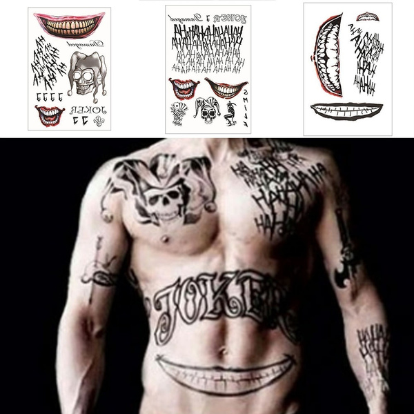 2pcs Halloween Cosplay The Joker Design Hahaha Waterproof Temporary Tattoo Stickers Arm Body Face Decal Wish 2pcs Halloween Cosplay The Joker Design Hahaha Waterproof Temporary Tattoo Stickers Arm Body Face Decal Wish