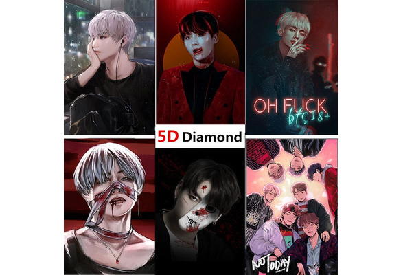 New 5d Bts Diamond Painting Anime Diamonds Embroidery Pattern Rhinestone Art Paintings Creative Wall Mount Home Decoration Wish