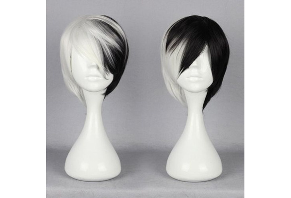 black and white short wig