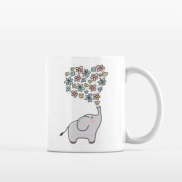 MyGift White Ceramic Unicorn Elephant Coffee Mug