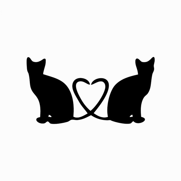 Cat Couple Vinyl Wall Sticker Cartoon Silhouette Decal Home Decor 2 Get 3 Wish - Cat Silhouette Wall Decals Cat Couple Vinyl Wall Sticker Cartoon Silhouette Decal Home Decor 2 Get 3 Wish - Cat Silhouette Wall Decals