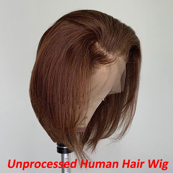 Short dark brown human hair clearance wigs