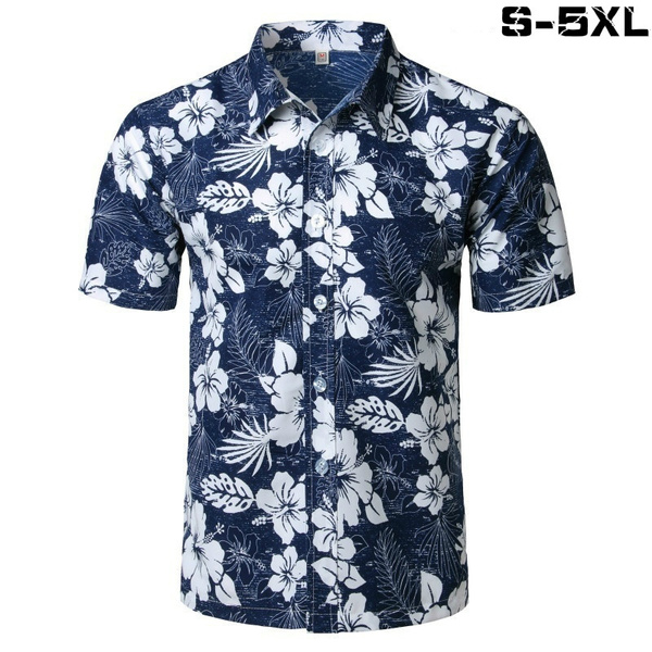 Men's Flower Casual Button Down Short Sleeve Hawaiian Beach Shirt Print Shirts A138