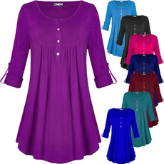 blouse, Plus size top, long sleeved shirt, Pleated