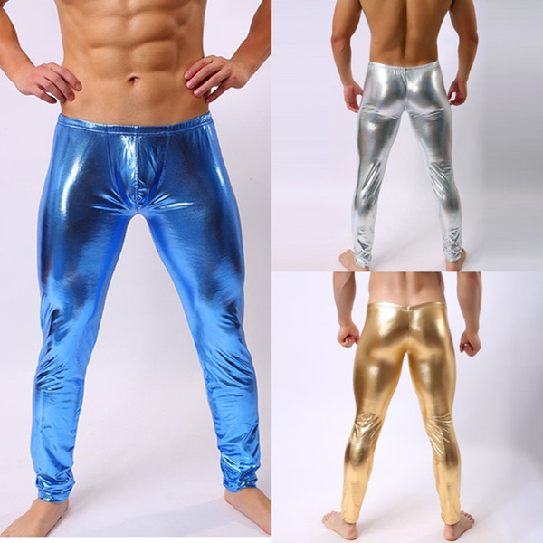 blue patent leather pants