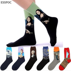 New Fashion personality famous Art  Oil Painting Socks Men Women Retro Van Gogh Mona Lisa Gustav Klimt Long Sock Cotton Socks
