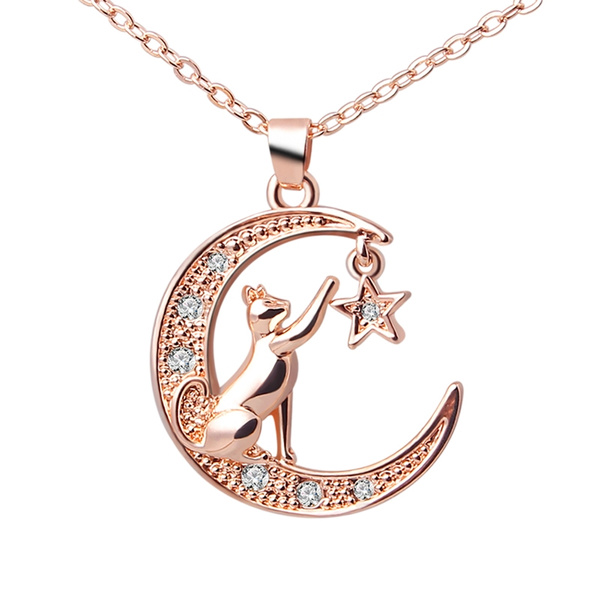 Cat moon clearance pendant