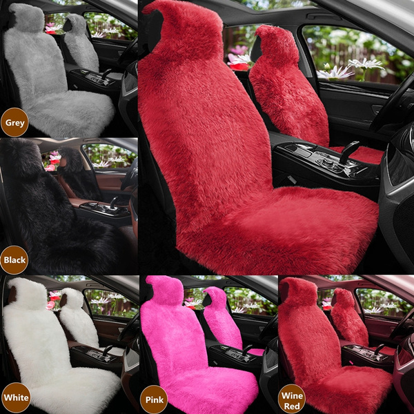 2018 New Universal Wool Car Seat Covers Autumn And Winter Fur Front Cover Wine Red Long Interior Decoration Auto Accessories Wish - Red Decorative Car Seat Covers
