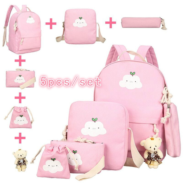 5pcs Kawaii Backpack Set, Preppy Style Bookbag & Tote Bag & Crossbody Bag &  Pencil Case & Drawstring Purse School Bag Set For Graduate, Teen Girls,  Freshman, Sophomore, Junior & Senior In