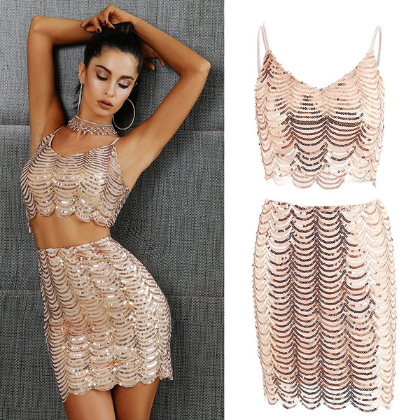 gold sparkly two piece