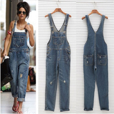 2018 Summer New Womens  Rompers Baggy Denim Jeans Full Length  Pinafore Ladies' High Waist Jeans and overalls 