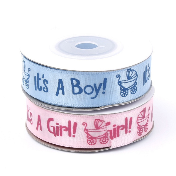 10Yard/Roll Baby Shower It's A Boy/Girl Satin Ribbon Gender Reveal Packing  Tape Gift Belt Bow & Sewing Accessories Wrapping Deco