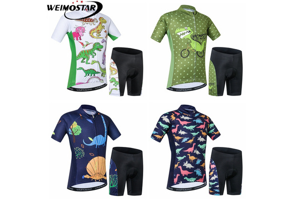 Weimostar Cyling Jersey Youth For Kids Boys Girls Reflective Bike Shirt Dinosaur