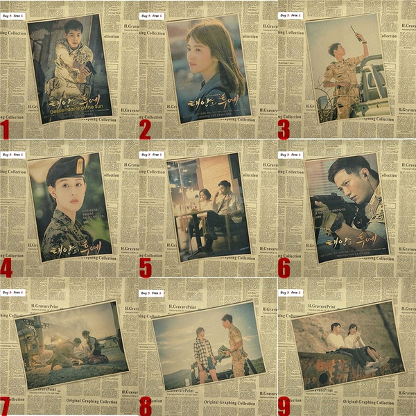 Award Winning Film Descendants Of The Sun Song Joong Ki Kraft Paper Poster Cafe Wallpaper Drawing Core 42 30cm Wish