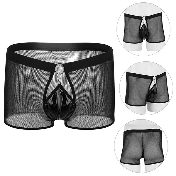 Men' s Mesh Underwear See-through Open