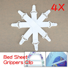 4 Pc/Lot White Bed Sheet Mattress Cover Blankets Grippers Straps Suspenders Clip Holder Elastic Fasteners # Wu Xiao Ying # (Size: 1)