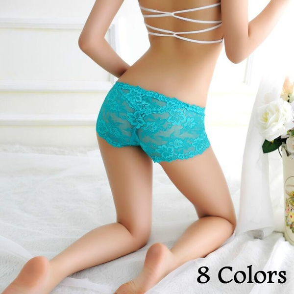 Lace Panties Women Fashion Cozy Lingerie Tempting Pretty Briefs Low Waist  Transparent Boxer Briefs Hollow Cotton Underwear