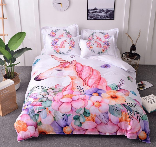 pink unicorn bedding set