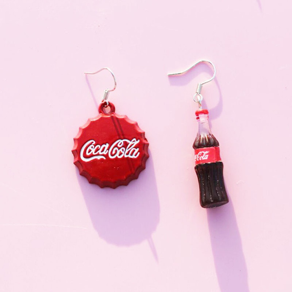 Coca Cola Fanta Ohrringe Earrings Kronkorken Form Bottlle Cap Style 