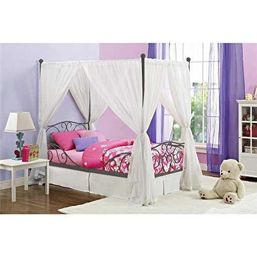 Canopy Twin Metal Bed Girls Frame, Canopy For Twin Bed Girl Room
