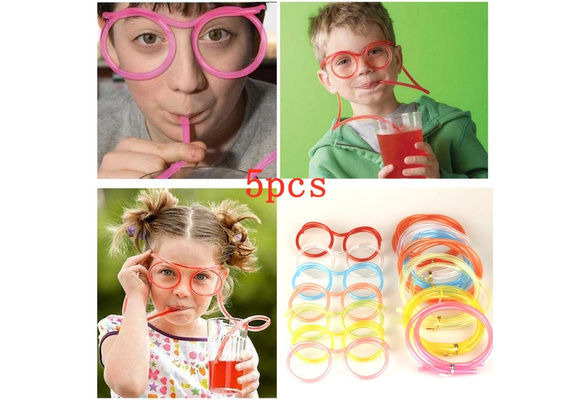  Drinking Straws Glasses Plastic - 5Pcs Fun Glasses