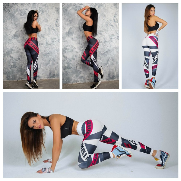 Sexy Sportswear Women's Cloth Tights Running Pants Yoga Cartoon Printing  Fitness Leggings Stretch Trousers