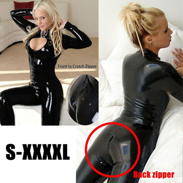 Plus Wet Look Leather Catsuit