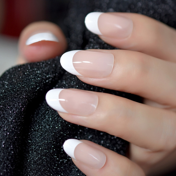Shiny Clear Nude Fake Nail Art Kit White Squavol Round Medium French False Artificial Nails Lady Daily Use for Home Office Z939 | Wish Shiny Clear Nude Fake Nail Art Kit White Squavol Round Medium French False Artificial Nails Lady Daily Use for Home Office Z939 | Wish