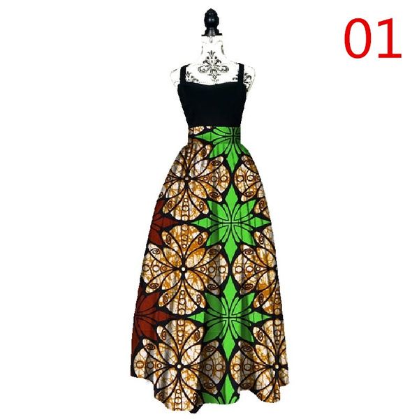 Fashion Long Dress Women African Print Skirt Ankara Dashiki High Waist ...