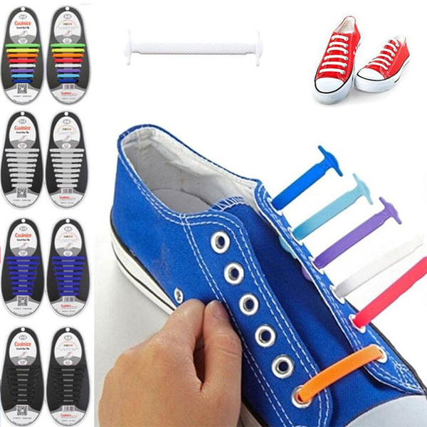 16PCS New Silicone No Tie Shoelaces Elastic Sneaker Shoe Laces lazy shoelaces 