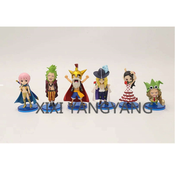 6 Pcs Set One Piece Wcf Dressrosa Q Ver Monkey D Luffy Tony Tony Chopper Pvc Action Figure Collectible Model Toy 8cm Wish