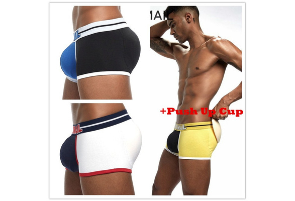 Mens Briefs Push Up Brand Enhancing Mens Underwear Briefs Pad Front + Back  Magic Double Removable Push Up Cup