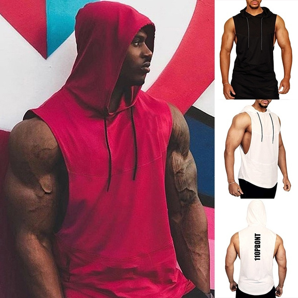 gym sleeveless moletom com capuz mens