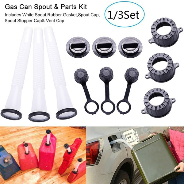 1/3 Sets Replacement Gas Can Spout & Parts Vent Cap Gasket Stopper