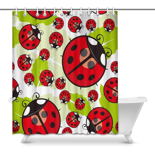 Ladybug Bathroom Shower Curtain, Ladybug Shower Curtain