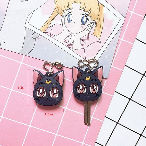 Sailor Moon Luna Purple Cat Keychain Figure Cosplay Cute Pendant Keyring New
