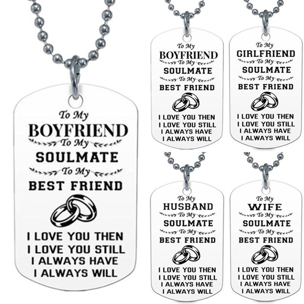 Fashion Couple Necklace Jewelry My Soul Mate I Love You Necklaces For Women Awesome Gift For Boyfriend Girlfriend Husband Wife Wish