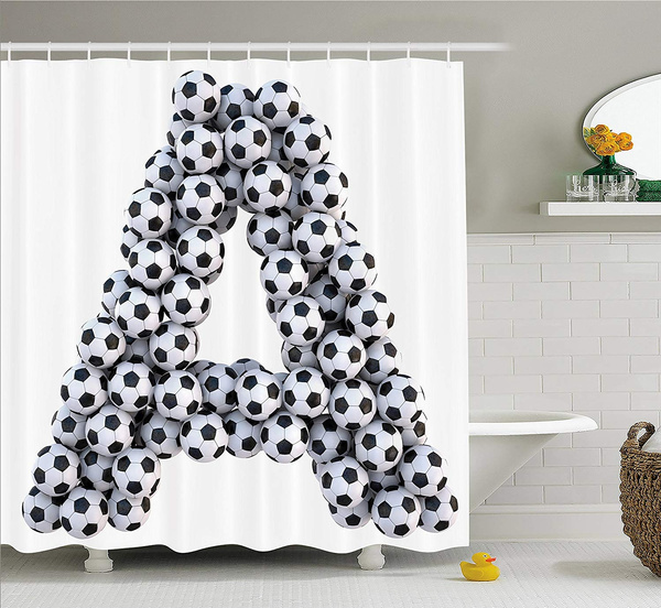 Shower Curtain Realistic Soccer, Soccer Bathroom Shower Curtain