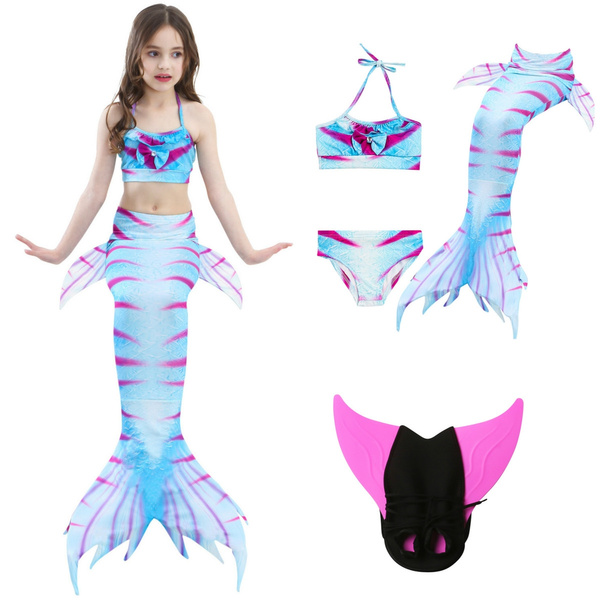 Children Swimmable Mermaid Tail With Monofin Girls Kids Swimsuit ...