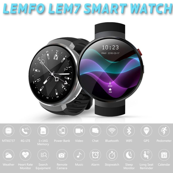 LEMFO LEM7 Smart Watch Android 7.0 Smartwatch LTE 4G Smart Watch Phone  Heart Rate 1GB + 16GB Memory with Camera Translation Tool