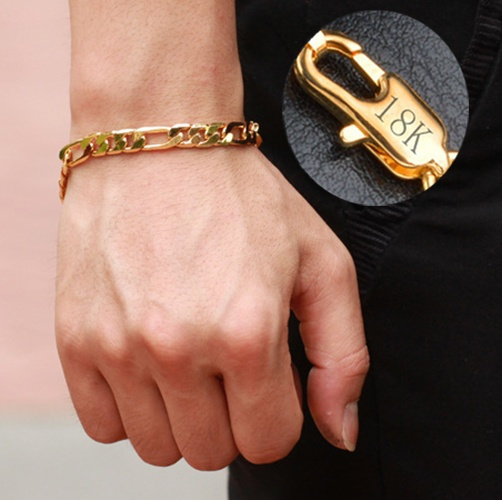 What Is 18k Gold Plated|men's Stainless Steel Cuban Chain Bracelet 18k Gold  Plated Hip Hop