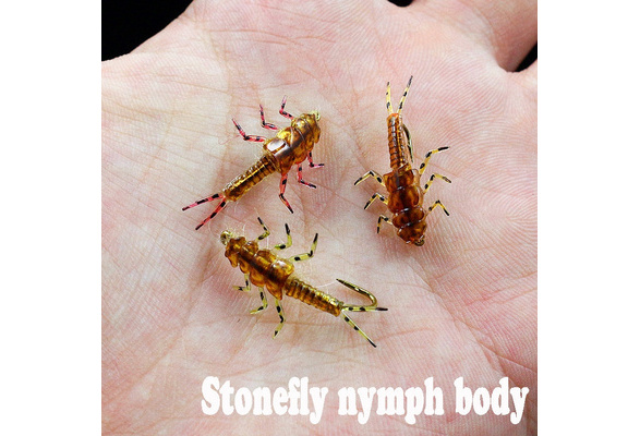 20pcs Artificial Stonefly Nymph Rubber Fishing Lures Insect Baits with Legs