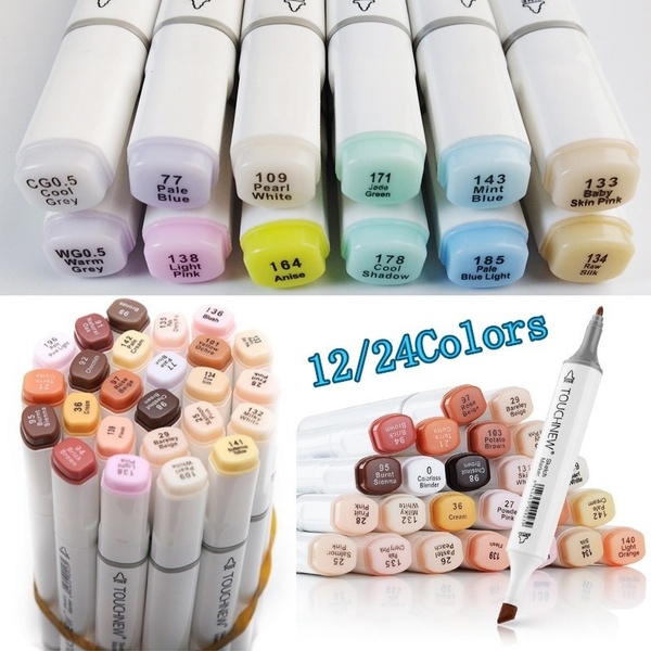 12/24 Colors Pastel Skin Sketch Art Markers Artist Marker Pens Blendable for Portrait Illustration Drawing Pen | Wish
