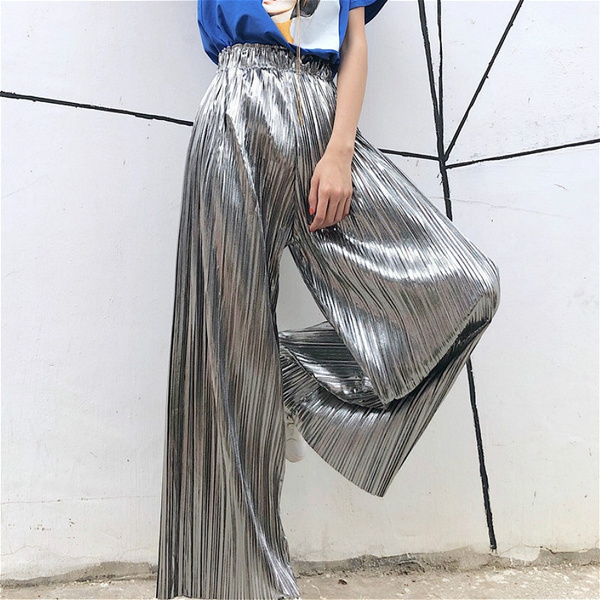 Patented Design Wide-Leg Versatile Irregular Silver Trousers main image 0