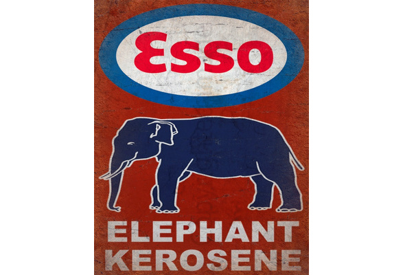 ESSO ELEPHANT KEROSENE  SERVICE METAL TIN SIGN POSTER WALL PLAQUE 