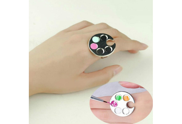 M00489 MOREZMORE Finger Ring Paint Palette for Nail Art of Mini Detail Work A60