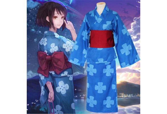 Fantasia de dia das bruxas com seu nome, cosplay do anime japonês, conjunto  feminino de quimono miyamizu mitsuha